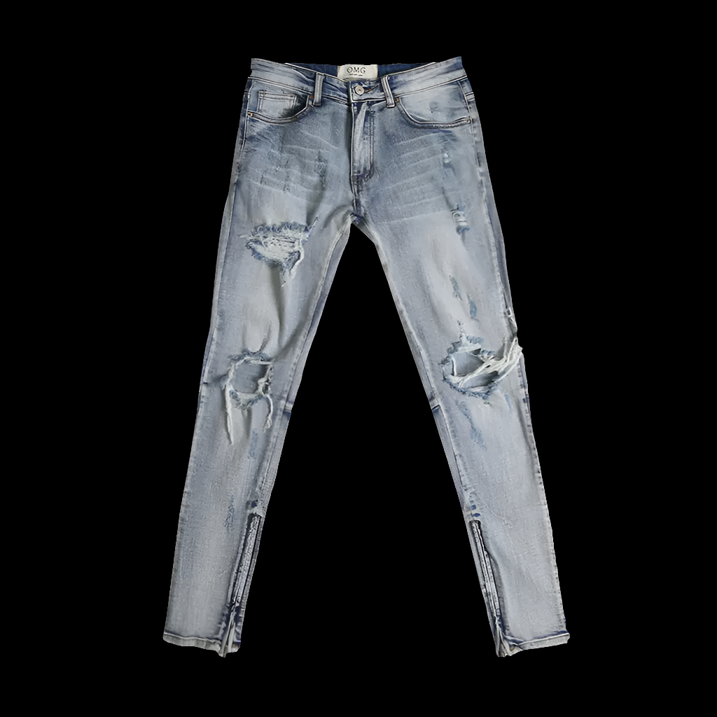 High Street Style Summer Zipper Slim Fit Jeans