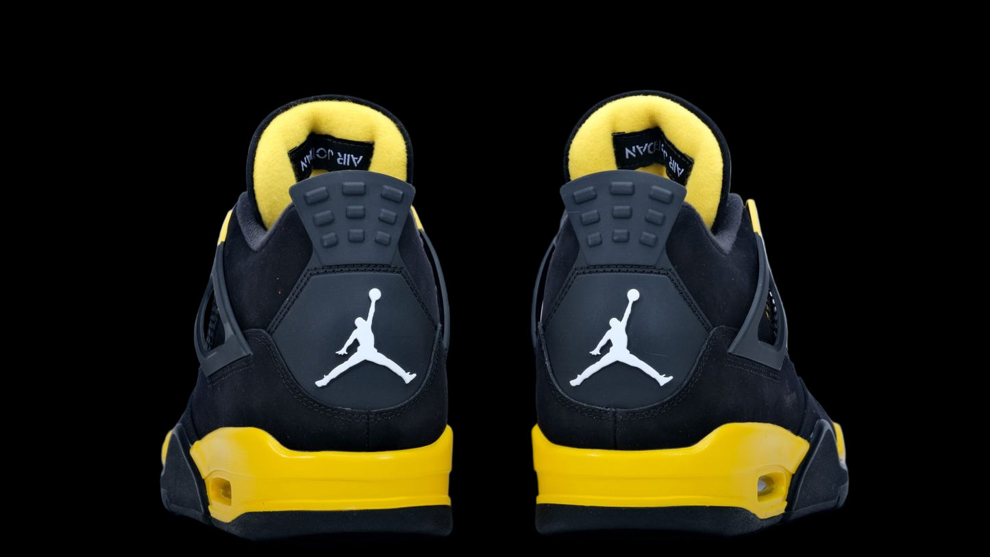 NIKE AIR JORDAN 4 RETRO THUNDER BLACK YELLOW WHITE RED MENS