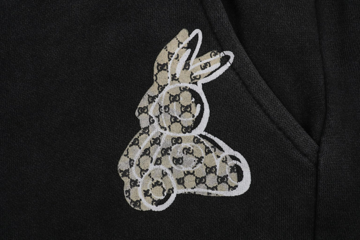 Double G Bunny Print Washed Distressed Shorts